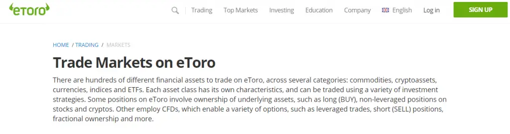 eToro Reviews – Trade Markets