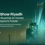 Audience attending a global AI conference in Riyadh with industry leaders speaking on artificial intelligence, innovation, and digital transformation.