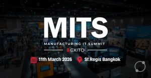 Manufacturing and technology leaders networking at the Manufacturing IT Summit Thailand discussing Industry 4.0, smart factories, and digital transformation.